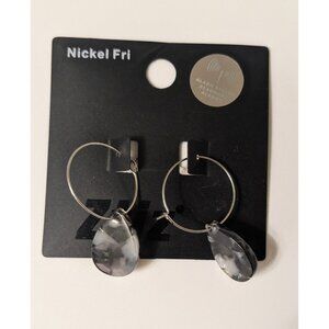 Tear Drop Earrings Contemporary Translucent Black And White